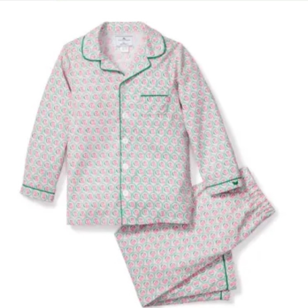 New Petite Plume Girls 4 Colony Hotel Palm Beach Pajama Set Pink Green Exclusive